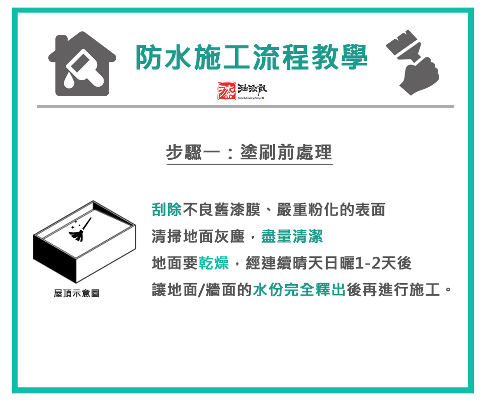 屋頂防水漆DIY施工步驟教學,步驟1塗刷前處理